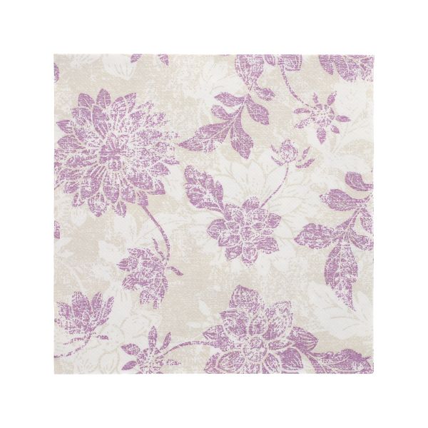 Servietten "ROYAL Collection" 1/4-Falz 40 x 40 cm lila "Flowers" - Bild 1
