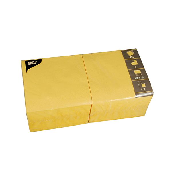 Servietten, gelb 3-lagig 1/4-Falz 40 x 40 cm - Bild 1