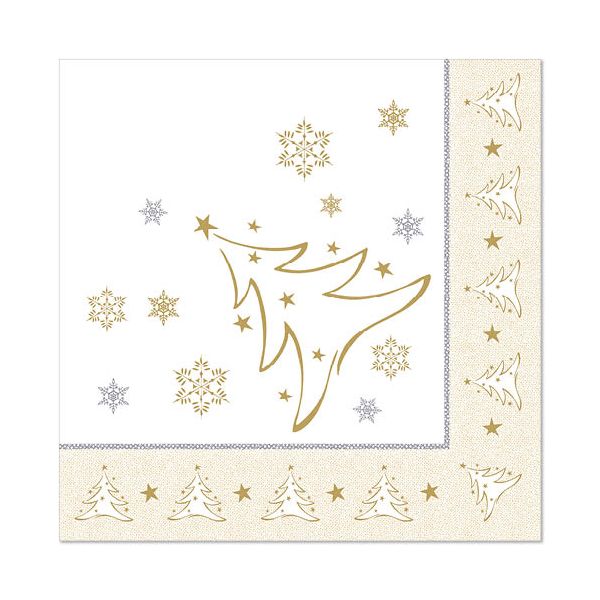 Servietten, gold "ROYAL Collection" 1/4-Falz 40 x 40 cm "X-Mas Elegance" - Bild 1