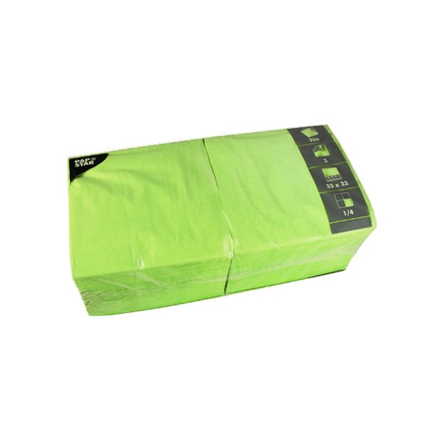 Servietten, limonengrün 3-lagig 1/4-Falz 33 x 33 cm - Bild 1