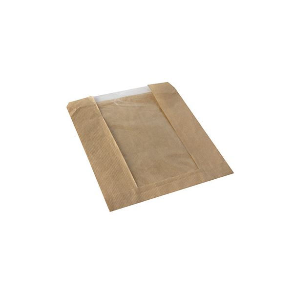 Sichtstreifenbeutel mit PLA-Fenster "pure" 18 x 21,5 cm braun - Bild 1