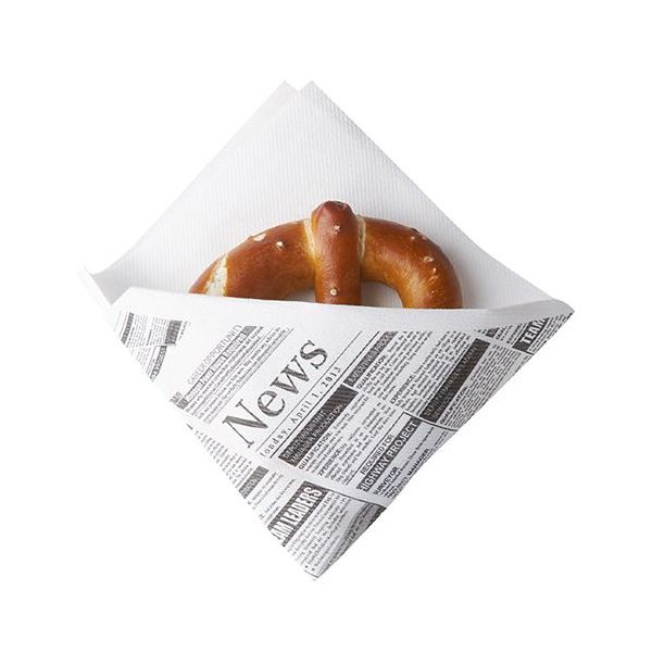 Snackservietten, stoffähnlich, Airlaid 1/4-Falz 32,5 x 30,5 cm weiss "Newsprint" - Bild 1