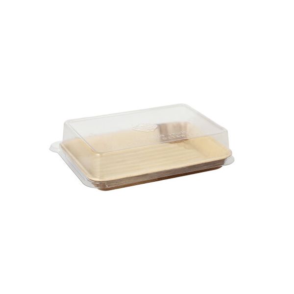 Sushi-Schalen aus Palmblatt eckig 150 ml 17,5 x 12,2 cm natur mit rPET Deckel "Kombipack" - Bild 1