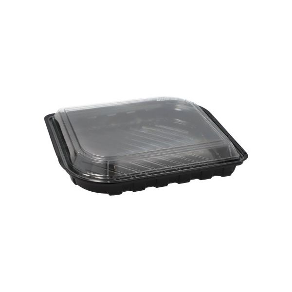 Sushi-Schalen rechteckig 21 x 18 cm x 4,3 cm schwarz mit transparentem Deckel - Bild 1