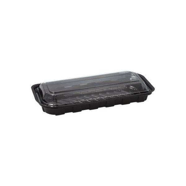 Sushi-Schalen rechteckig 21 x 8,8 cm x 4,3 cm schwarz mit transparentem Deckel - Bild 1