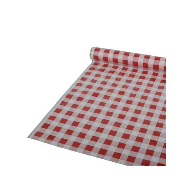 Tischdecke aus Folie, rot 50 m x 80 cm "Karo" - Bild 1