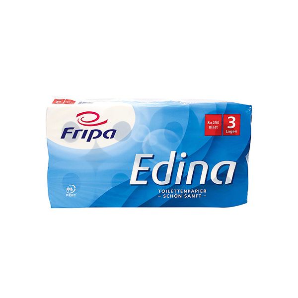Toilettenpapier 3-lagig, "Edina" hochweiss, 250 Blatt pro Rolle - Bild 1