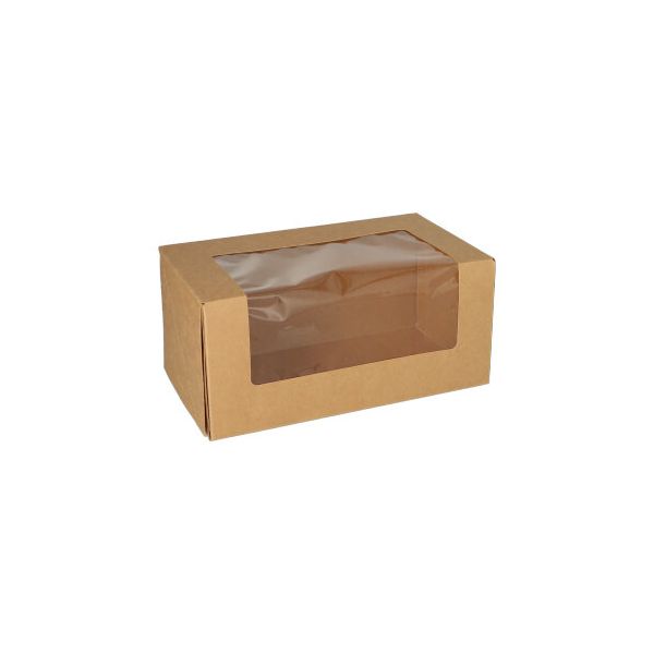 Tortenkartons mit Deckel eckig 10 cm x 22 cm x 12 cm mit Sichtfenster aus PLA - Bild 1