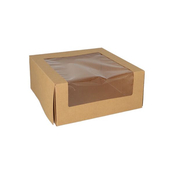 Tortenkartons mit Deckel eckig 10 cm x 23 cm x 23 cm mit Sichtfenster aus PLA - Bild 1