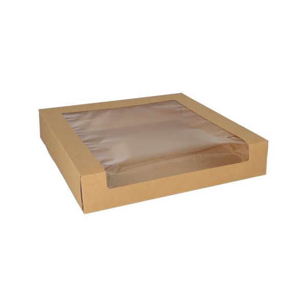Tortenkartons mit Deckel eckig 5,5 cm x 30 cm x 30 cm mit Sichtfenster aus PLA - Bild 1
