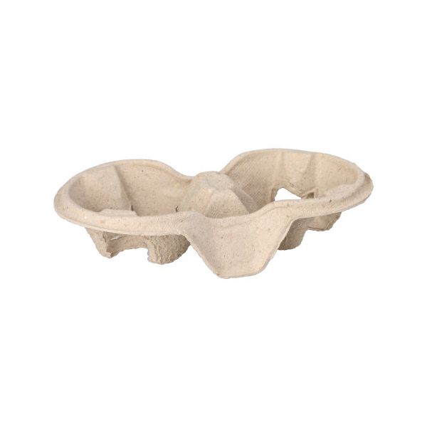 Tragetabletts, Pappe "To Go" 4,6 cm x 22,3 cm x 11,6 cm natur für 2 Becher - Bild 1
