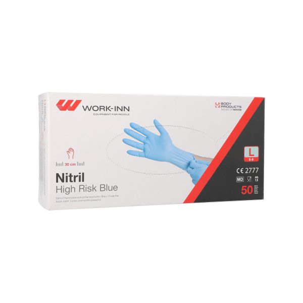 "WORK-INN" Handschuhe Nitril puderfrei "High Risk" blau Größe L - Bild 1
