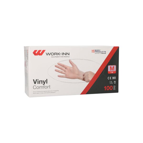 "WORK-INN" Vinyl-Handschuhe, puderfrei "Comfort" transparent Größe M - Bild 1