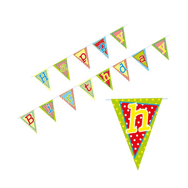 Wimpelkette für Geburtstag, Papier 4 m "Happy Birthday" - Bild 1