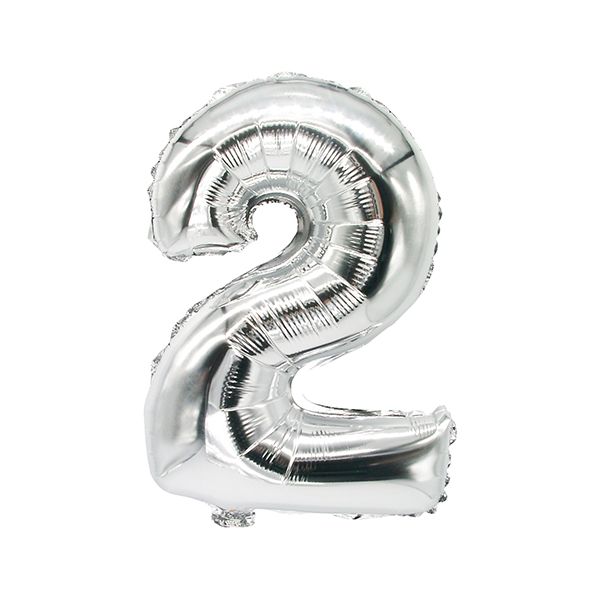 Zahlen-Luftballons aus Folie 35 x 20 cm silber "2" - Bild 1