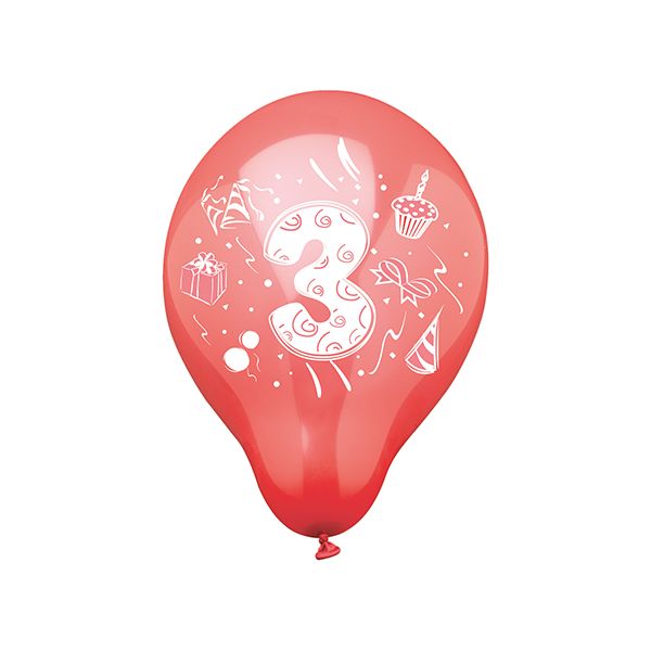 Zahlenluftballons Ø 25 cm farbig sortiert "3" - Bild 1