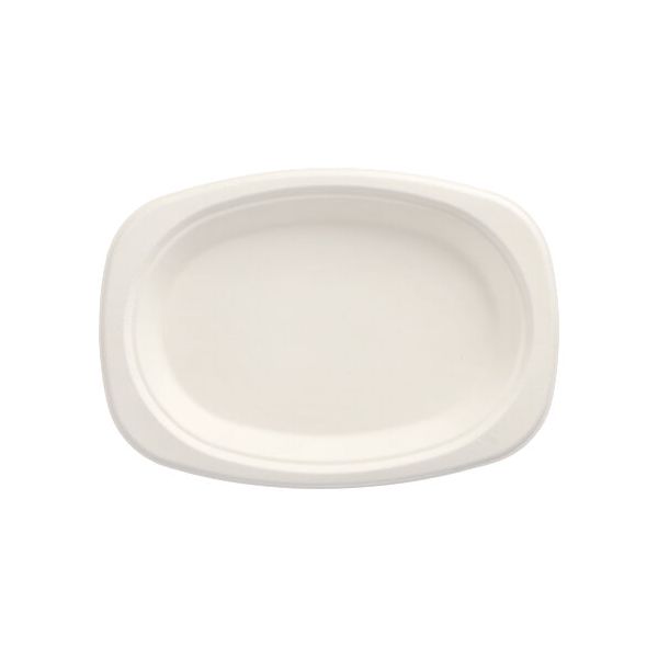 Zuckerrohr Teller oval "pure" 23 x 16 cm weiss - Bild 1