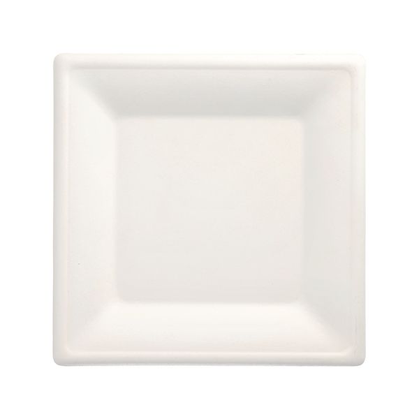 Zuckerrohr Teller "pure" eckig 26 x 26 cm weiss - Bild 1