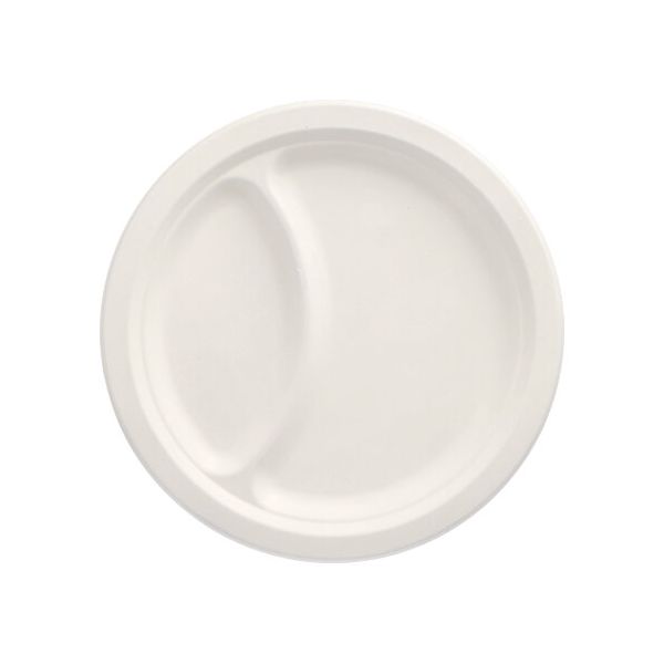 Zuckerrohr Teller, "pure" 2-geteilt Ø 23 cm weiss - Bild 1