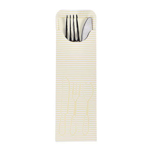 Bestecktaschen creme, 23,5 x 7,3 cm, inklusive farbiger Bistro Serviette 1