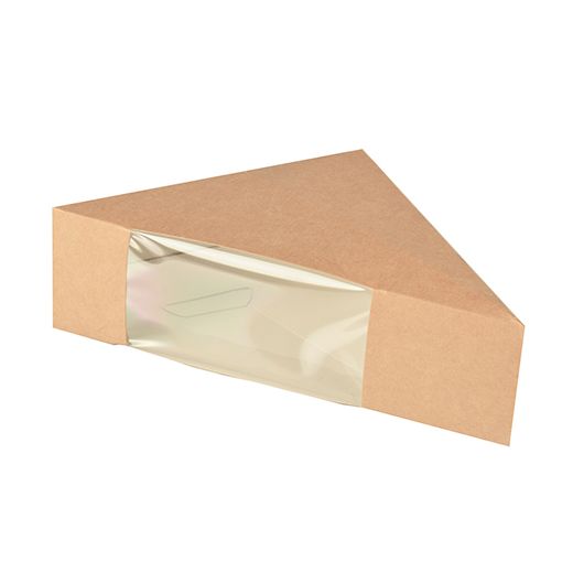 Bio-Sandwichboxen, Pappe mit Sichtfenster aus PLA "pure" 12,3 x 12,3 x 5,2 cm braun 1
