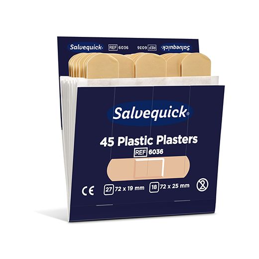 "Cederroth" Salvequick 45 Plastic Pflaster, blau, wasserabweisend, Pflaster-Refill
 1