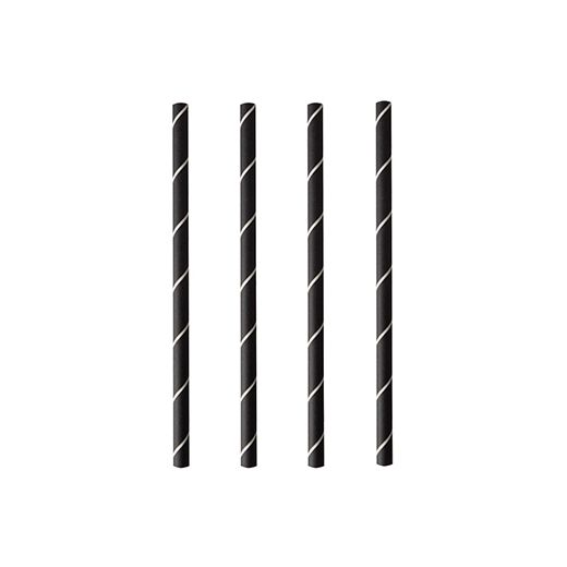 Cocktail Papierstrohhalme "pure" Ø 7 mm · 15 cm schwarz/weiss "Stripes" 1
