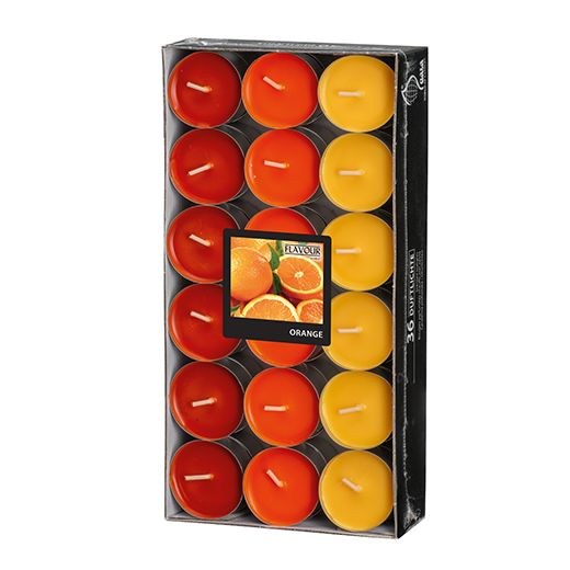 Duftteelichter, Orange, Ø 38 mm · 17 mm, "Flavour" 1