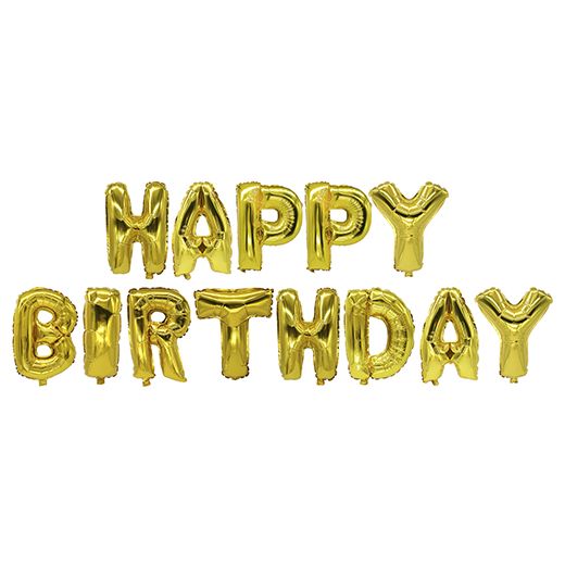 Folienluftballon-Set gold für Geburtstag "Happy Birthday" 1