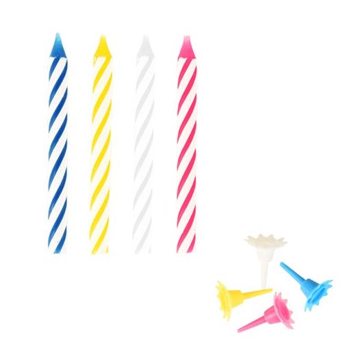 Geburtstagskerzen mit Halter 6 cm farbig sortiert 1