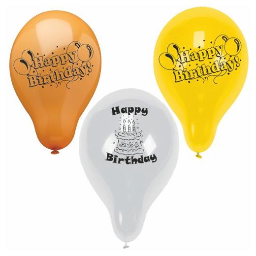 Geburtstagsluftballons Ø 22 cm farbig sortiert "Happy Birthday" 1
