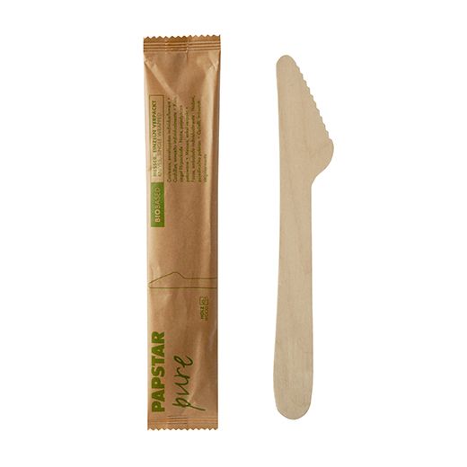 Holzmesser "pure" 16,5 cm natur einzeln verpackt in Papierbeutel 1