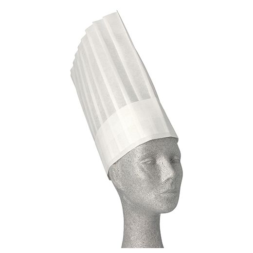Kochmützen, Vlies 30 x 28 cm weiss "Toscana" größenverstellbar, gelegte Falten 1