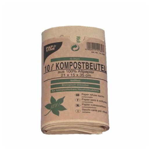 Bio-Kompostbeutel aus Papier, 10 l, braun, H 35 x B 21 cm 1