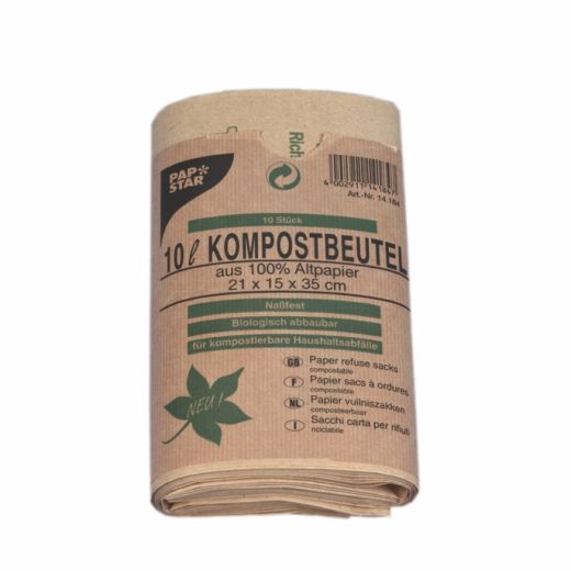 Bio-Kompostbeutel aus Papier, 10 l, braun, H 35 x B 21 cm 1