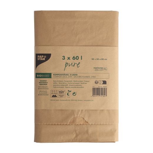 Bio-Kompostsäcke aus Papier "pure" 60 l H 85 x B 55 x T 23 cm 1
