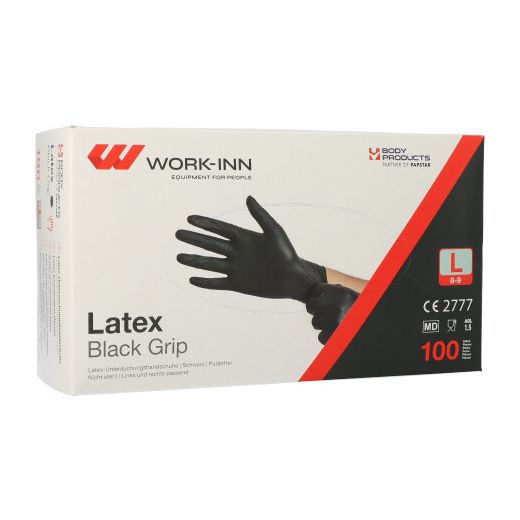 Latex-Handschuhe, puderfrei "Black Grip" schwarz Größe L 1