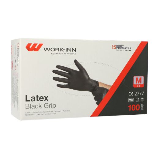 Latex-Handschuhe, puderfrei "Black Grip" schwarz Größe M 1