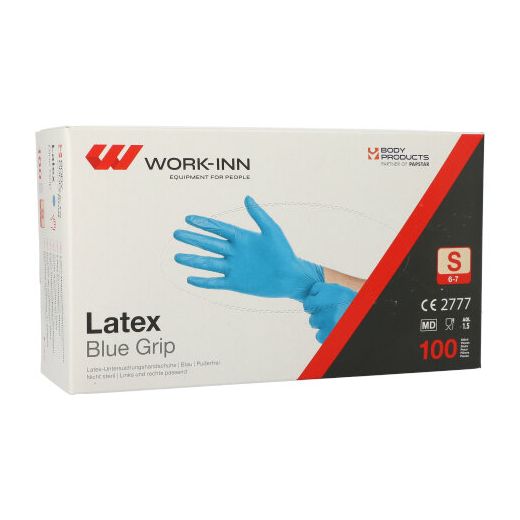 Latex-Handschuhe, puderfrei blau "Blue Grip" Größe S 1