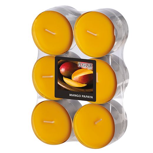 Maxi-Duftteelichter, Mango-Papaya, Ø 58 mm · 24 mm, "Flavour" 1