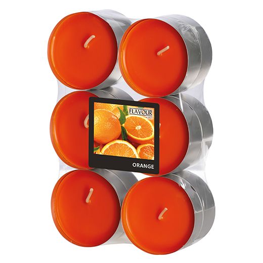 Maxi Duftteelichter, Orange, Ø 58 mm · 24 mm, "Flavour" 1