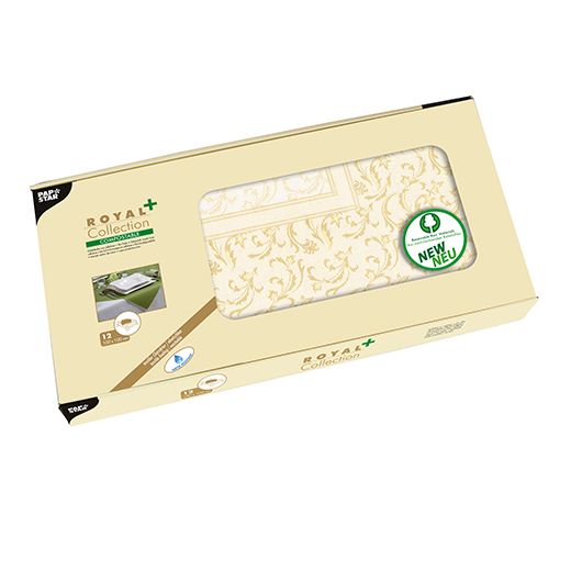 Wasserdichte Mitteldecken PV-Tissue, champagner "ROYAL Collection Plus" 100 x 100 cm "Damascato" 1
