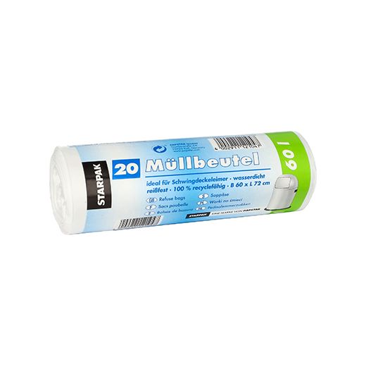 Müllbeutel 60 l, weiss, H 72 x B 60 cm 1