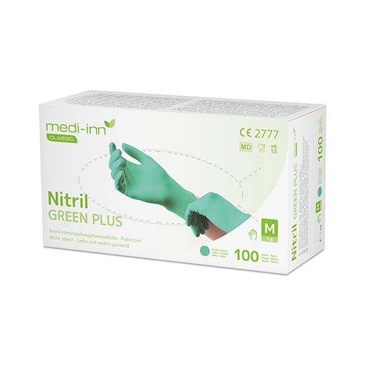 Nitril-Handschuhe, puderfrei grün "Nitril Green Plus" Größe M 1