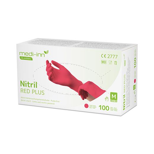 Nitril-Handschuhe, puderfrei rot "Nitril Red Plus" Größe M 1