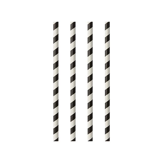 Papierstrohhalme Ø 6 mm · 20 cm schwarz/weiss "Stripes" 1