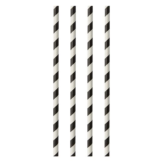 Papierstrohhalme Ø 6 mm · 29 cm schwarz/weiss "Stripes" 1