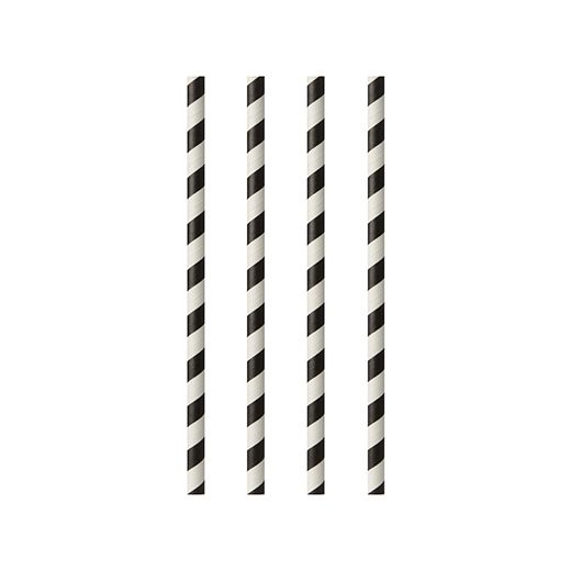 Papierstrohhalme "pure" Ø 6 mm · 24 cm schwarz/weiss "Stripes" 1