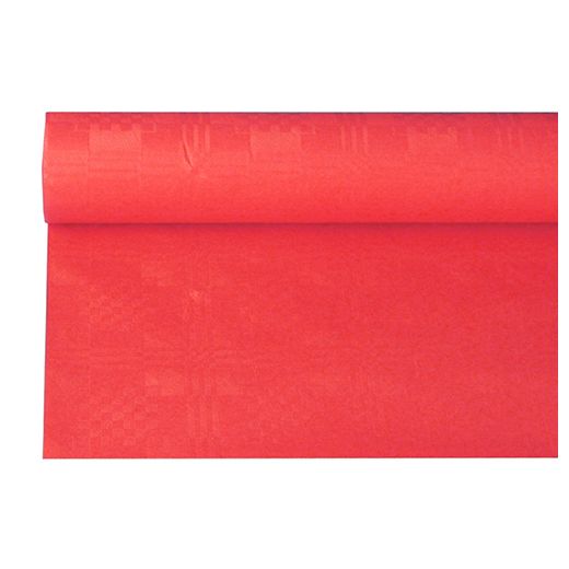 Papiertischdecke rot mit Damastprägung 6 x 1,2 m 1