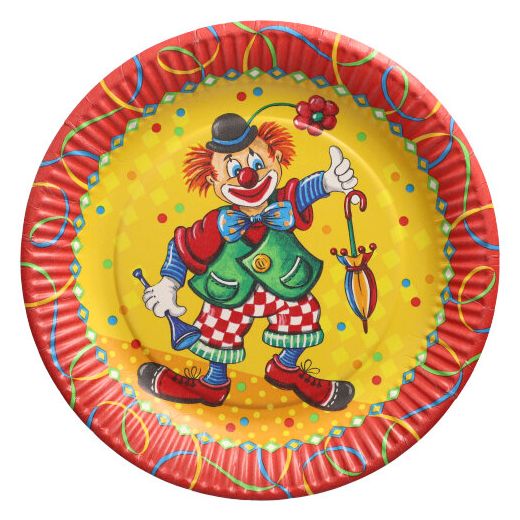 Pappteller rund Ø 23 cm "Clown" 1